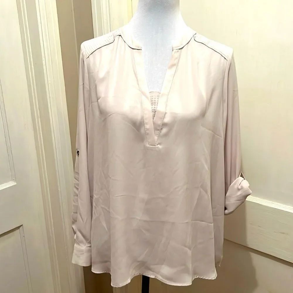 Simply Vera by Vera Wang Petite XL Silky Nude V Neck Popover Blouse PXL